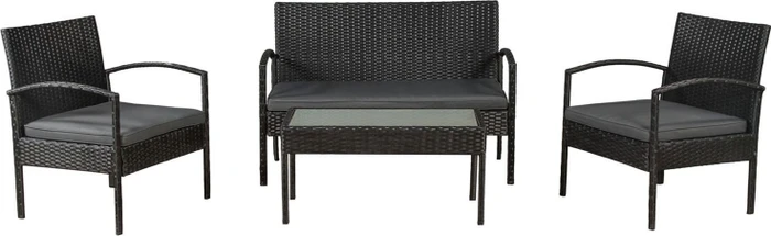 Juskys Trinidad Polyrattan Sitzgruppe schwarz