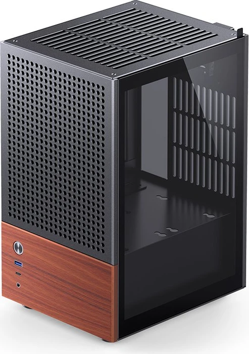 Jonsbo T6 Black, schwarz/braun, Glasfenster, Mini-ITX