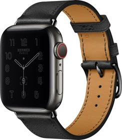 Apple Watch Hermès Series 6 (GPS + Cellular) 40mm Edelstahl Space schwarz mit Single Tour Swift Lederarmband schwarz