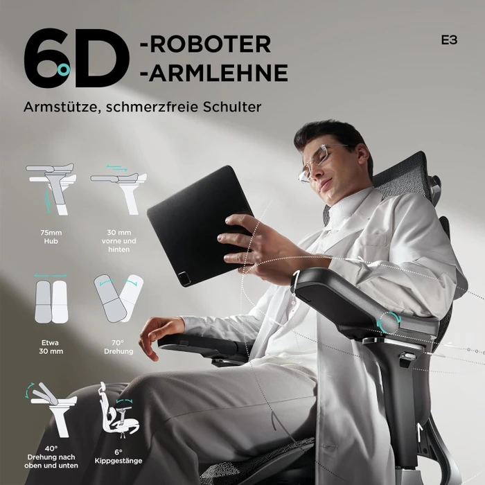 Hbada E3 Pro Ergonomischer Bürostuhl mit Fußstütze, schwarz