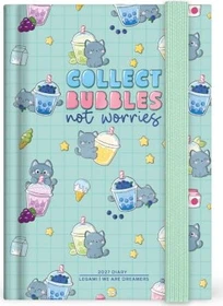Legami Foto-Tagesplaner Kitty Bubble Tea 2026/2027, 95x135mm, liniert, Kunststoff-Cover, Motiv, 480 Blatt