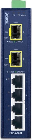 Planet IFGS Industrial Railmount Managed Switch, 4x RJ-45, 2x SFP