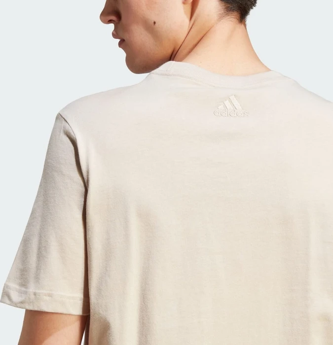 adidas Essentials Single Jersey Linear Embroidered Logo T-Shirt kurzarm wonder beige (Herren)
