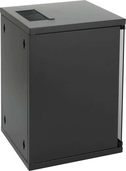 HMF Serverschrank 10", HMF 63400 9HE, Sicherheitsglastür, IP20, schwarz, 300mm tief