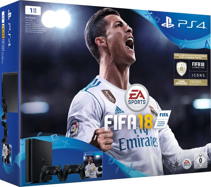 Sony PlayStation 4 Slim - 1TB inkl. 2 Controller FIFA 18 Bundle schwarz