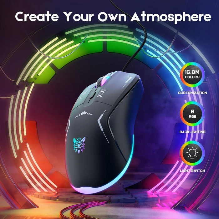 Onikuma CW917 Wired Gaming Mouse schwarz, USB