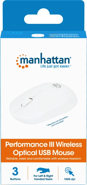 Manhattan Wireless Performance Maus III weiß, USB