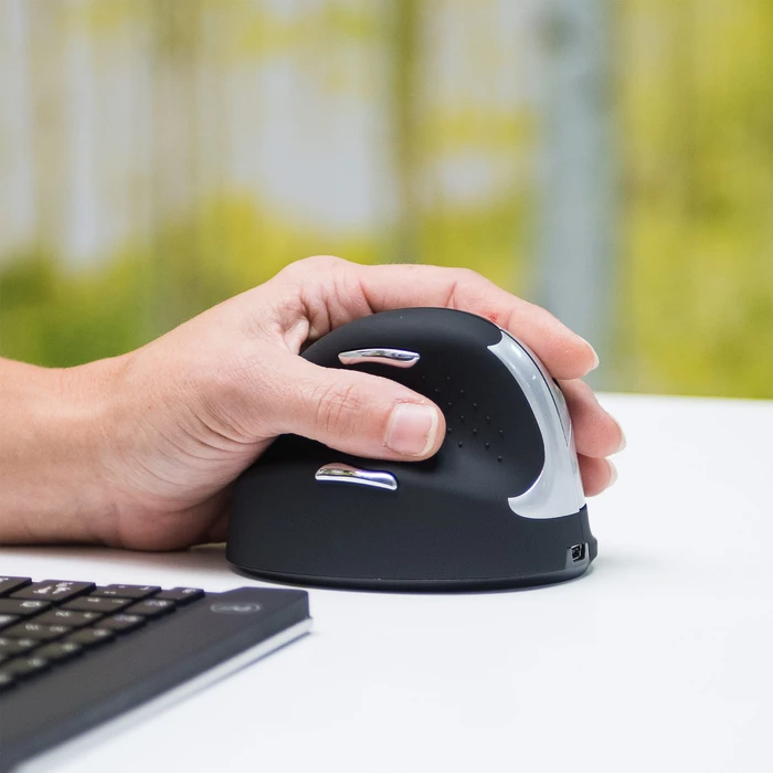 R-Go HE Mouse Vertikale Maus mittel kabellos, Linkshänder, USB
