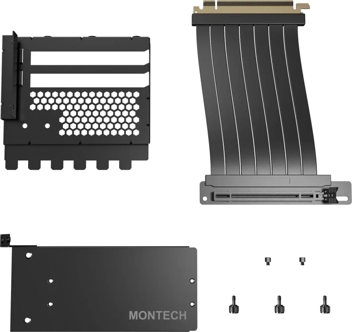 Montech Riser Card Vertical GPU Mounting Kit, gewinkelt, PCIe 5.0, 200mm, schwarz