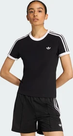 adidas 3-Streifen Slim T-Shirt kurzarm schwarz/weiß (Damen)