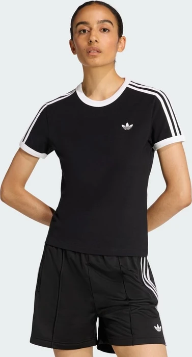 adidas 3-Streifen Slim T-Shirt kurzarm schwarz/weiß (Damen)