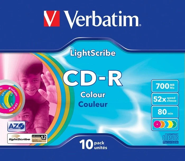 Verbatim Azo Lightscribe Colour CD-R 80min/700MB, Lightscribe, 10er Slimcase