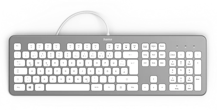 Hama KC-700 Slim-Design Tastatur, silber/weiß, USB, DE