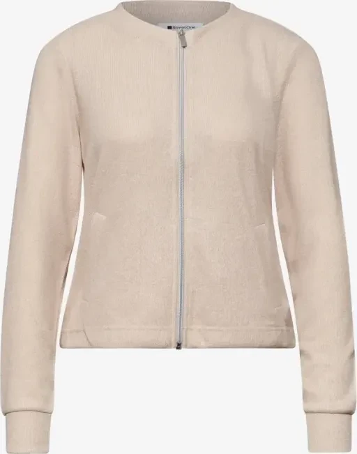 Street One Langarm Jacke im Strick-Look mit Zipper Strickjacke clay sand (Damen)