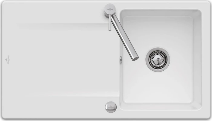 Villeroy & Boch Siluet 50 Einbau Becken reversibel mit Ablauffernbedienung snow white