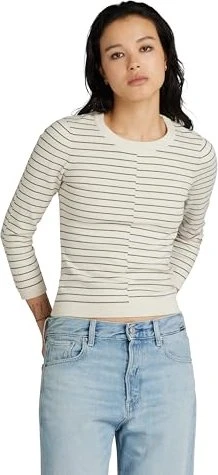G-Star Broken Stripe Lightweight Strickpullover antique white htr/sage stripe (Damen)