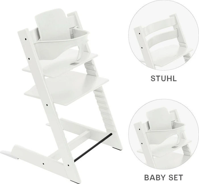 Stokke Tripp Trapp inkl. Baby-Set 2in1 Buche weiß