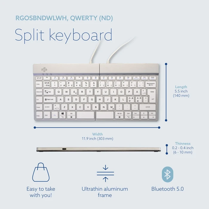 R-Go Split Break, weiß/silber, USB/Bluetooth, ND