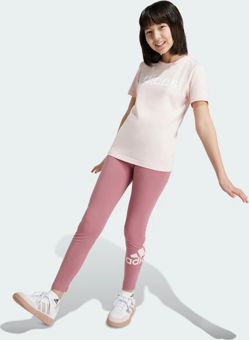 adidas Essentials Linear Logo Cotton Slim Fit T-Shirt kurzarm sandy pink/white (Junior)