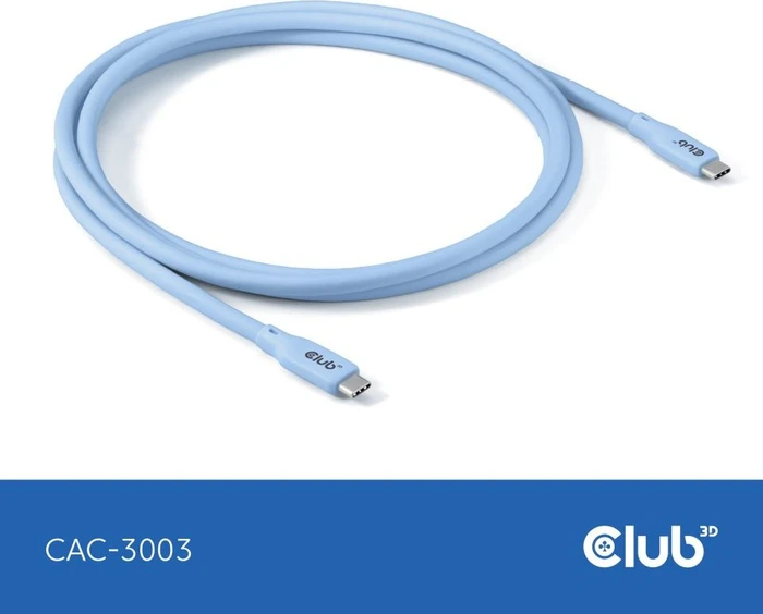 Club 3D USB4 Kabel, 20Gb/s, 240W PD EPR, USB-C Stecker auf USB-C Stecker, 2m, blau