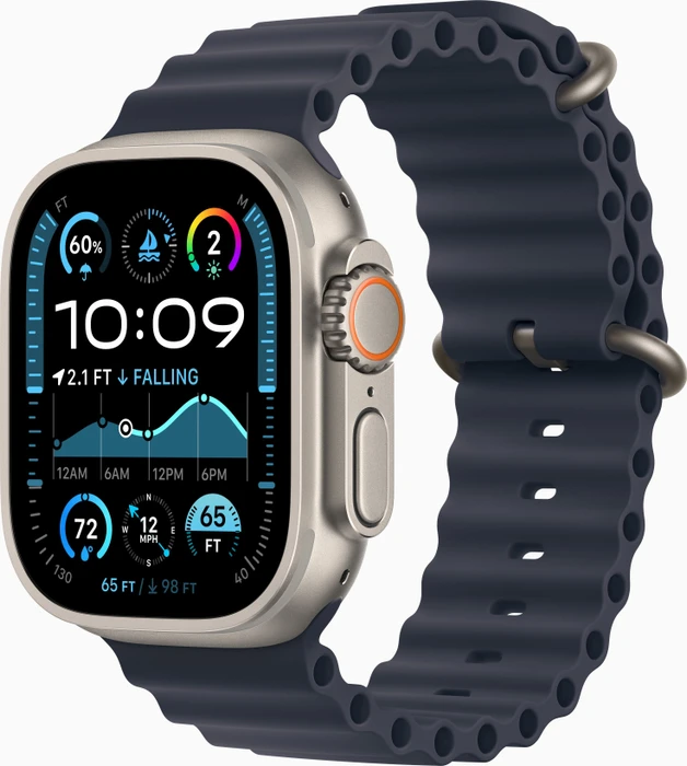 Apple Watch Ultra 2 Natur mit Ocean Armband Marine