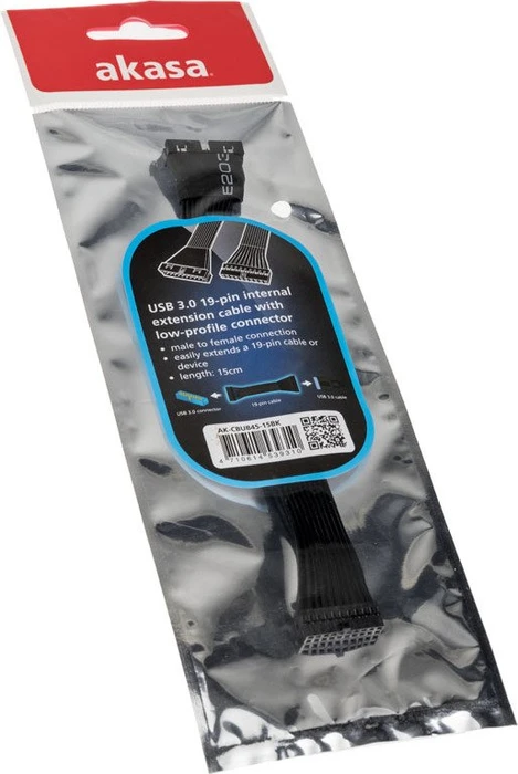 Akasa interne USB 3.0 Verlängerung, schwarz, 0.15m