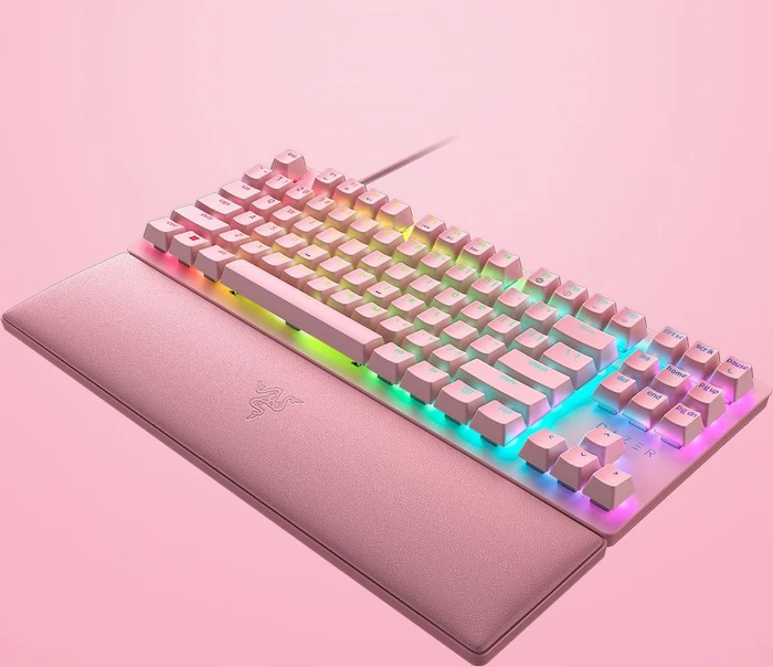 Razer Huntsman V2 TKL Quartz Pink, LEDs RGB, Razer Linear Optical Gen-2 RED, USB, US