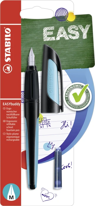 STABILO EASYbuddy schwarz/hellblau, rechte Hand, mittel, Blister