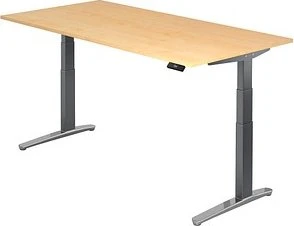 Hammerbacher Ergonomic Aktiv XBHM2E elektrisch höhenverstellbarer Sitz-Steh-Schreibtisch 200x100cm Ahorn/graphit
