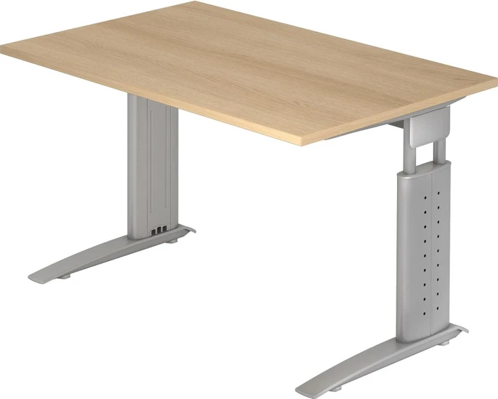 Hammerbacher Ergonomic Plus U-Serie US12/E/W Schreibtisch 120x80cm Eiche/weiß