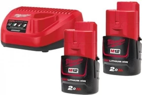 Milwaukee M12 NRG-202 Starterset 12V, 2.0Ah, Li-Ionen, 2 Akkus [4.0Ah] [48Wh]