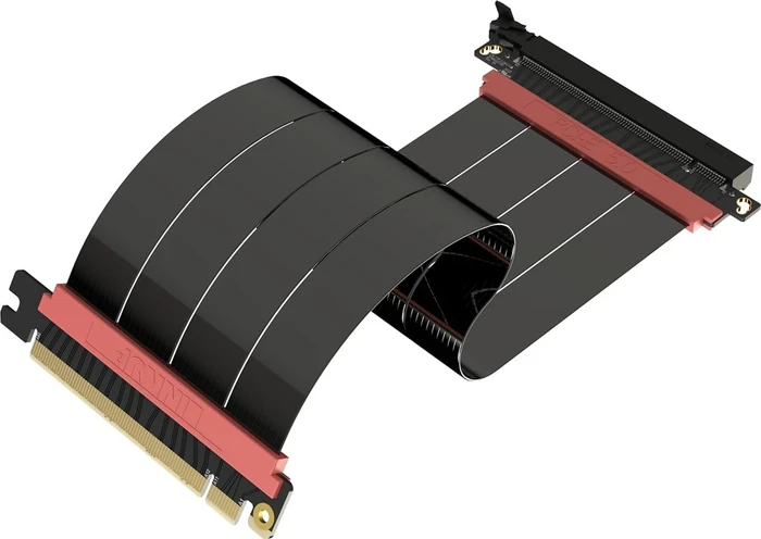 LinkUP AVA5 v2 Riser Kabel, gerade, PCIe 5.0, 250mm, schwarz/rosa