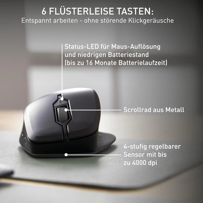 Cherry MSW Stream Mouse Comfort Wireless, schwarz, USB