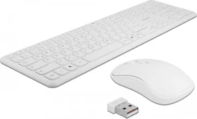 DeLOCK kabellose Tastatur und Maus Set weiß, USB, DE