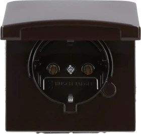 Busch-Jaeger Allwetter 44 SCHUKO Steckdosen-Einsatz mit Klappdeckel, braun