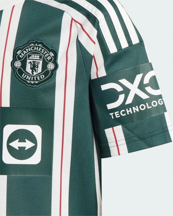 adidas Manchester United 2023/2024 Auswärtstrikot green night/core white/active maroon (Junior)