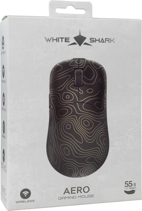 White Shark Aero Gold Wireless Gaming Mouse, schwarz/gold, USB