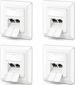 deleyCON CAT6a Netzwerkdose mit 2x RJ45 Buchse Geschirmt Unterputz Montage 10 Gbit weiß