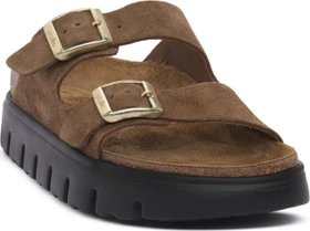 Birkenstock Arizona Veloursleder Platform dark tea/black