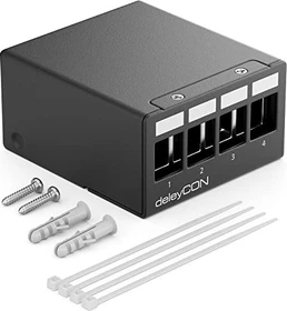 deleyCON Patchpanel Gehäuse für Keystone Module, 1HE, 4-Port, 1HE, schwarz