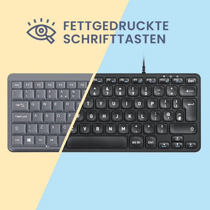 Perixx Periboard-432 Wired Slim Mini Scissor Keyboard, schwarz, USB, DE