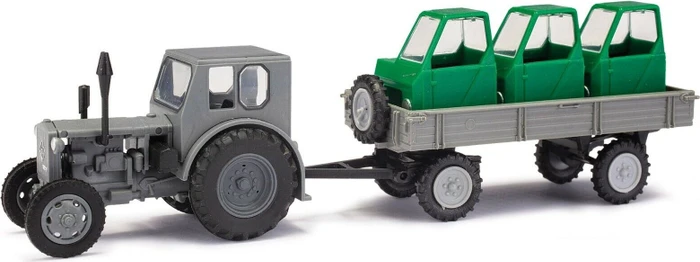 Busch Traktor Pionier + Anhänger/Fahrerhäuser