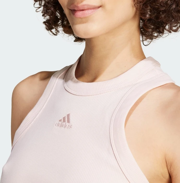 adidas Lounge Ribbed Crop Funktionsshirt ärmellos sandy pink (Damen)