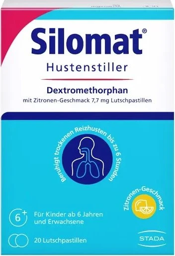 Stada Silomat Hustenstiller Dextromethorphan Zitronen Lutschpastillen, 20 Stück