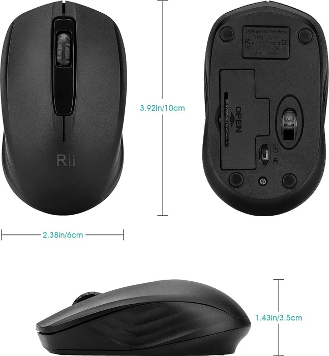 Riitek RM100+ Wireless Mouse schwarz, USB