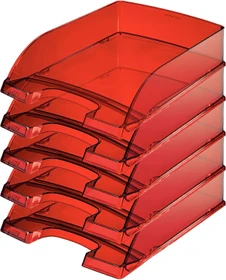 Leitz Plus Briefablage, A4, dunkelrot/transparent, 5er-Pack