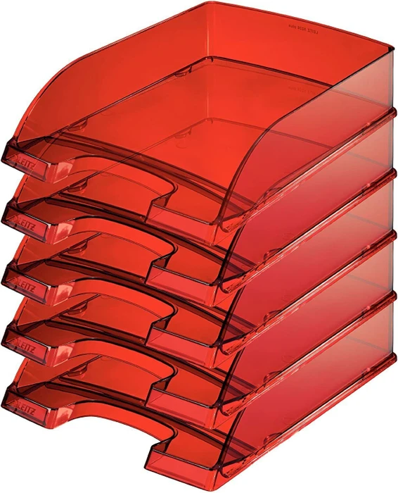 Leitz Plus Briefablage, A4, dunkelrot/transparent, 5er-Pack