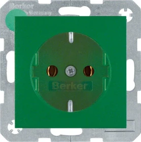 Berker S.1/B.3/B.7 Steckdose SCHUKO mit Schraub-Liftklemmen, grün matt