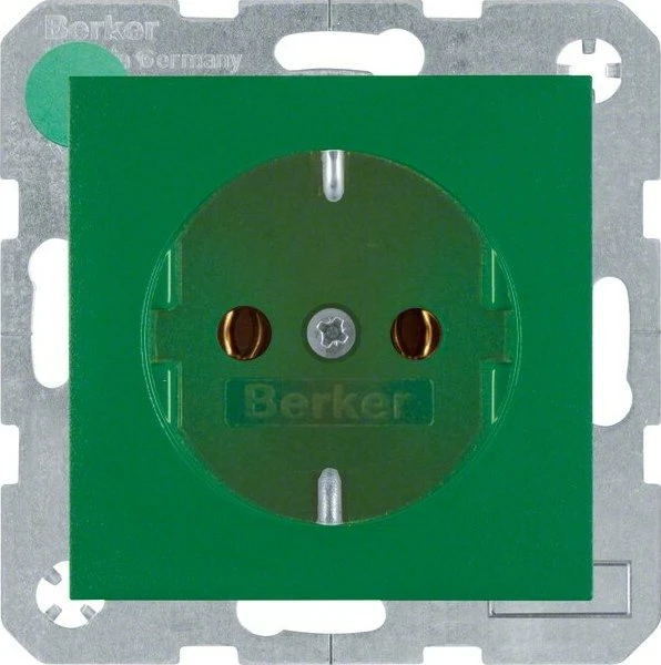 Berker S.1/B.3/B.7 Steckdose SCHUKO mit Schraub-Liftklemmen, grün matt