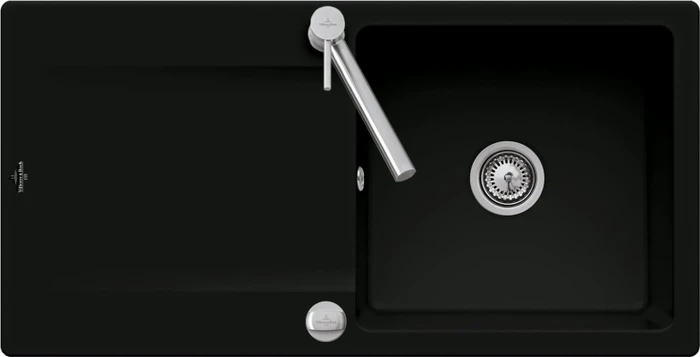 Villeroy & Boch Siluet 60 Einbau Becken reversibel mit Ablauffernbedienung pure black